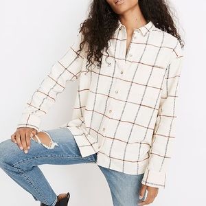 Madewell Oversized Flannel Ex-Boyfriend Button Up Shirt, Small